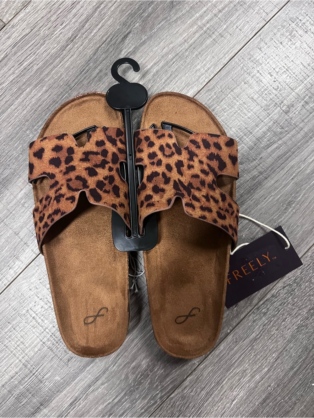 Freely Leopard-Print Slide Sandals in Brown